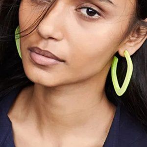 Rachel Comey Hoops Chilla Earrings Neon Yellow & White
